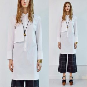 PARTOW Classic Long Sleeve Shirt Dress in White
